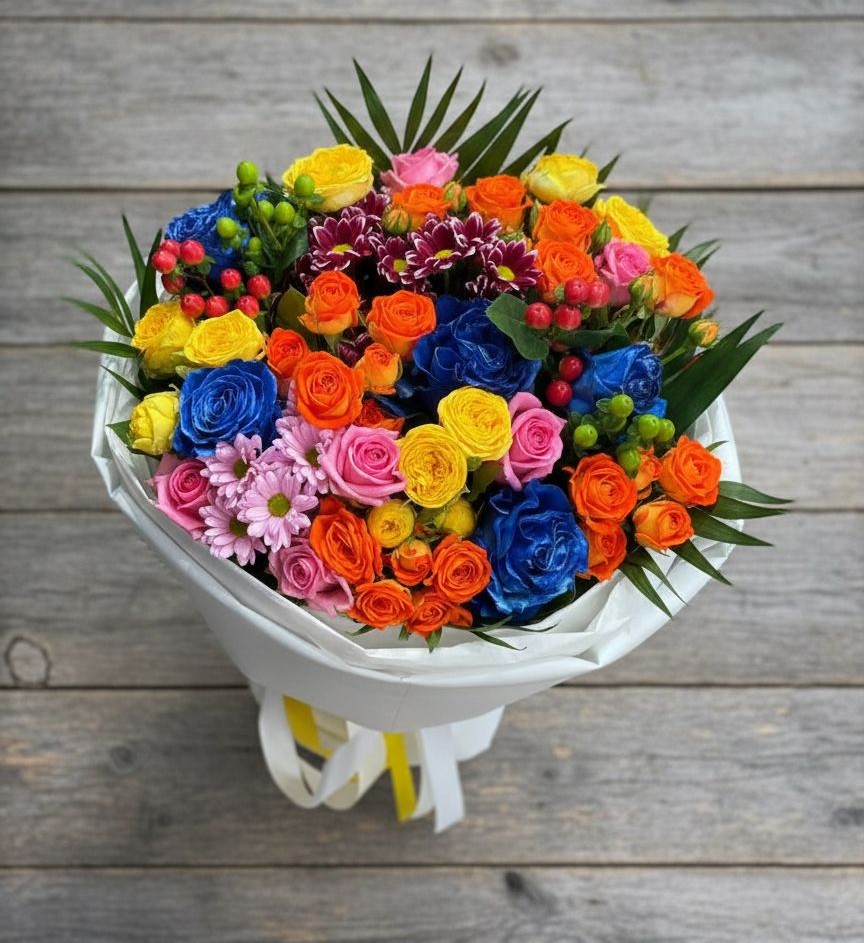 Букет цветов из: Розы и Хризантемы в Черепеть