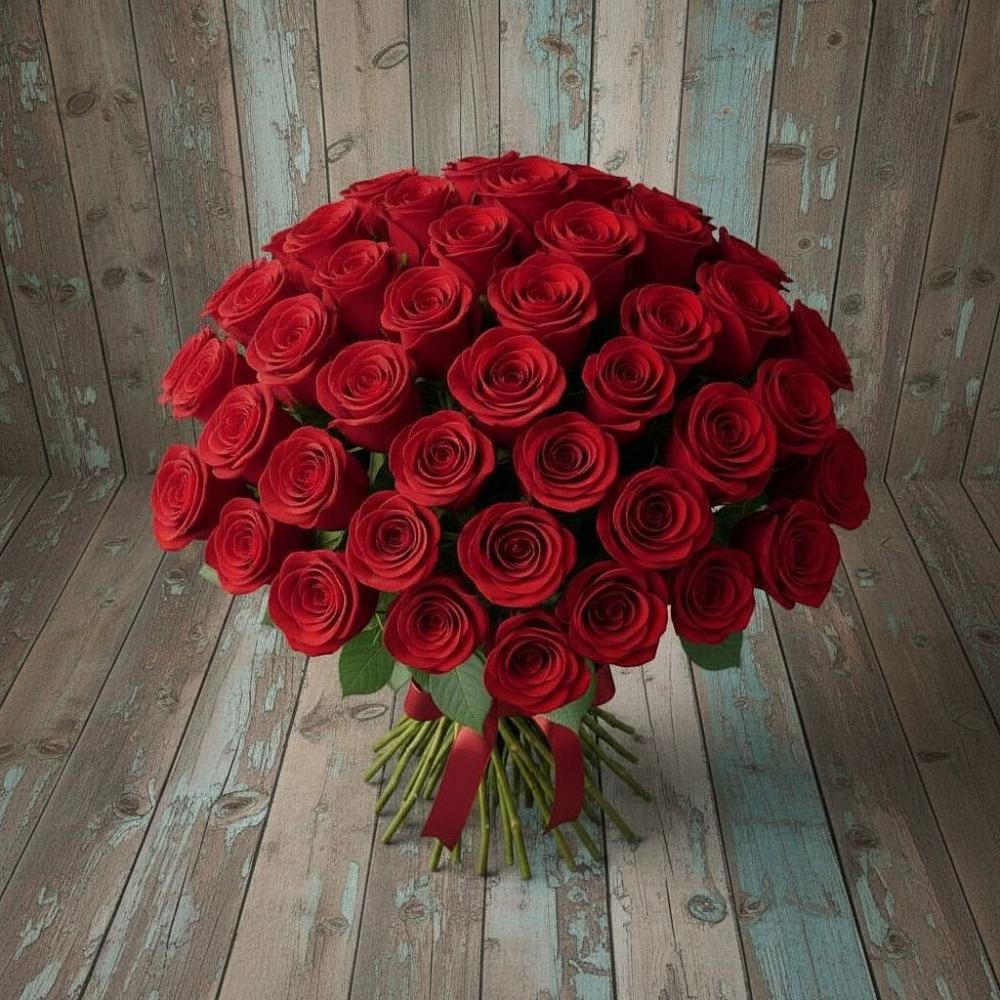 Букет 55 Красных роз Фридом в Черепеть
