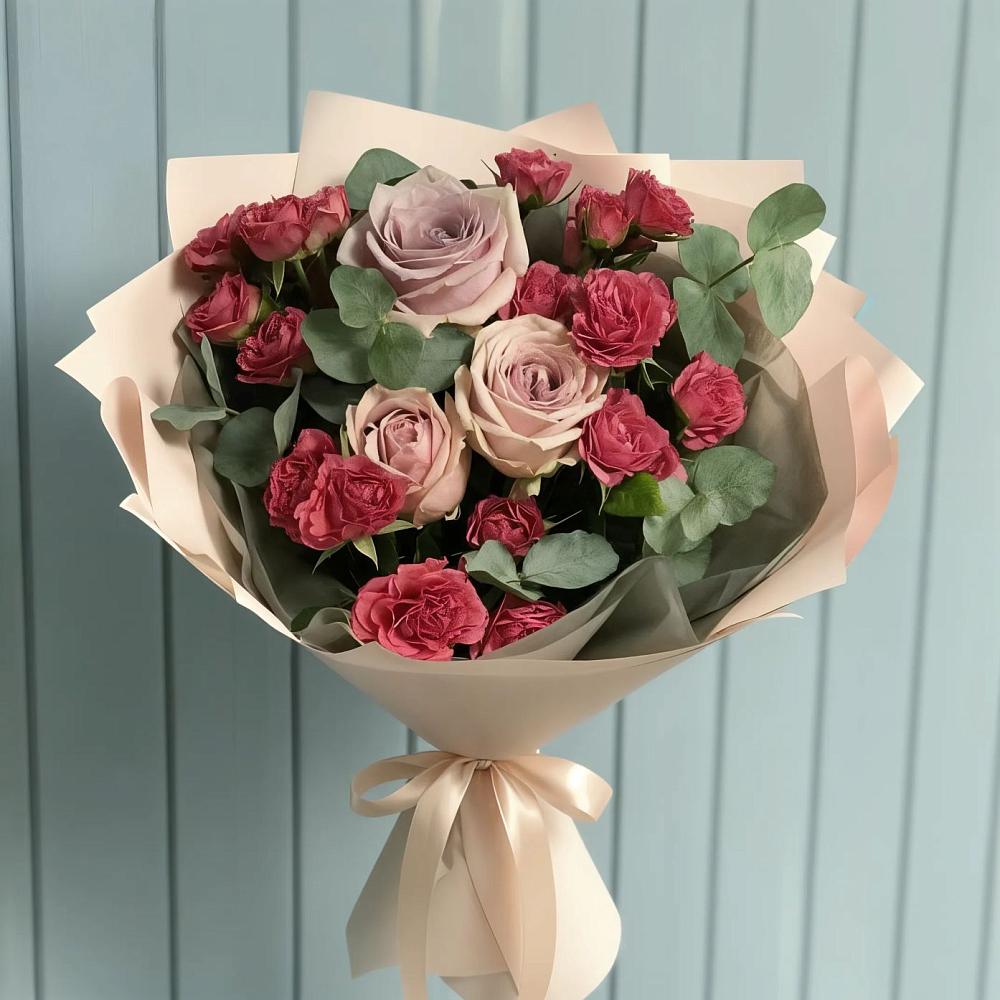 Букет цветов из: Гвоздики и Розы в Черепеть
