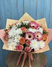 Букет цветов из:  Розы, Герберы и Хризантемы в Черепеть