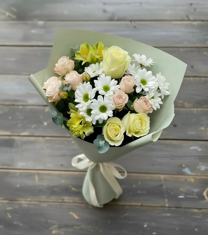 Букет цветов из: Альстромерии, Розы и Хризантемы в Черепеть