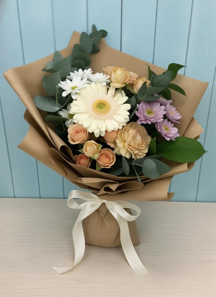 Букет цветов из: Герберы и Хризантемы в Черепеть