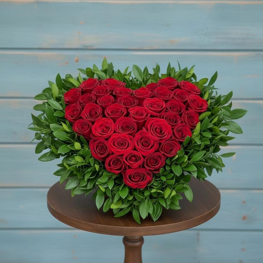 Цветочная композиция из Розы в виде сердца в Черепеть