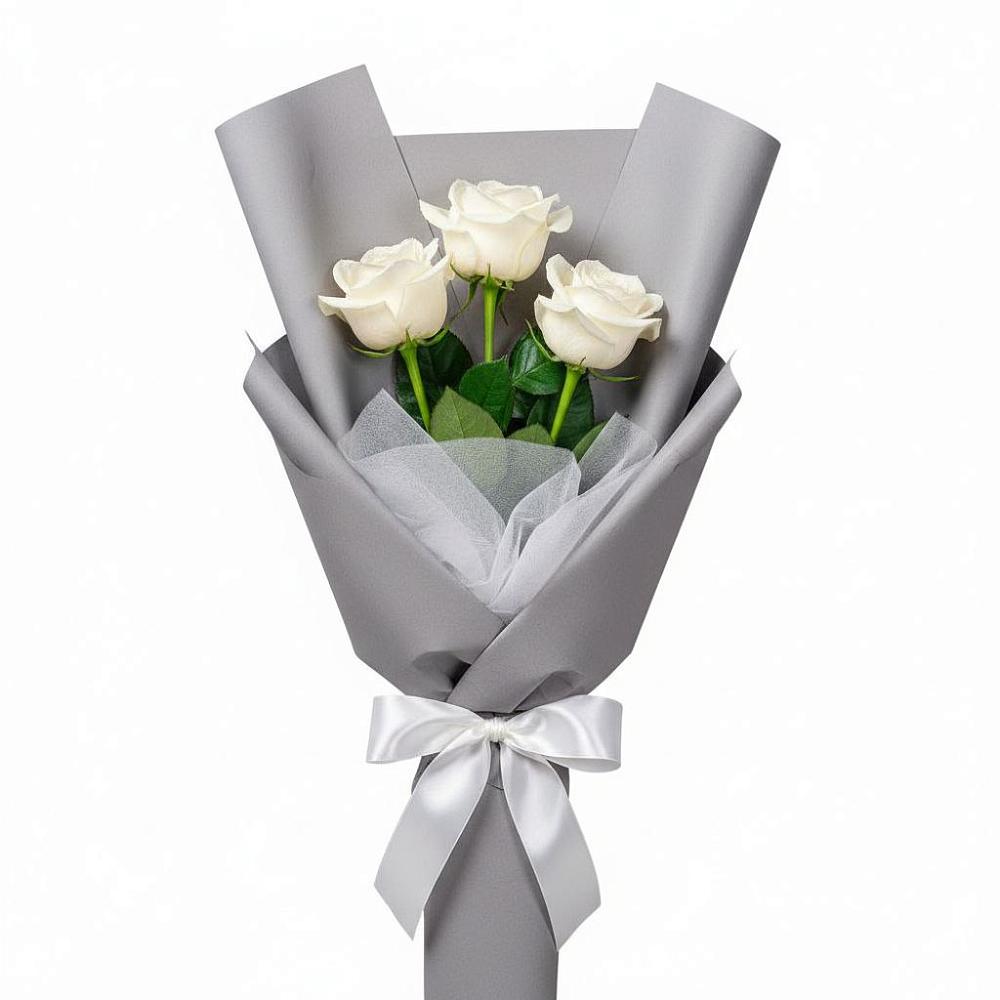 Букет 3 белые розы в Черепеть