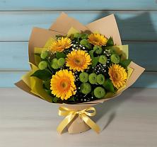 Букет цветов из:  Герберы и Хризантемы в Черепеть