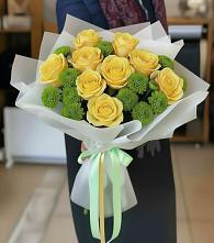 Букет цветов из:  Хризантемы и Розы в Черепеть
