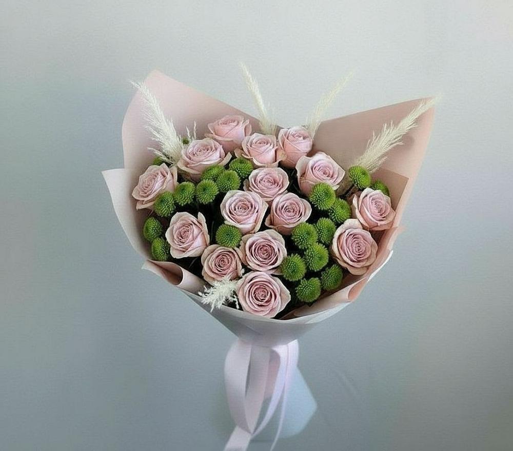 Букет цветов из: Розы и Хризантемы в Черепеть