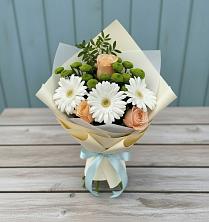 Букет цветов из:  Герберы, Розы и Хризантемы в Черепеть