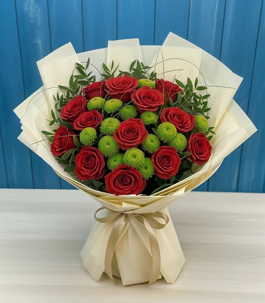 Букет цветов из: Розы и Хризантемы в Черепеть