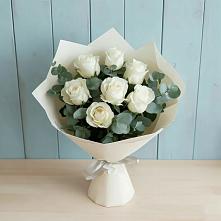 Букет Белые розы в Эвкалипте в Черепеть